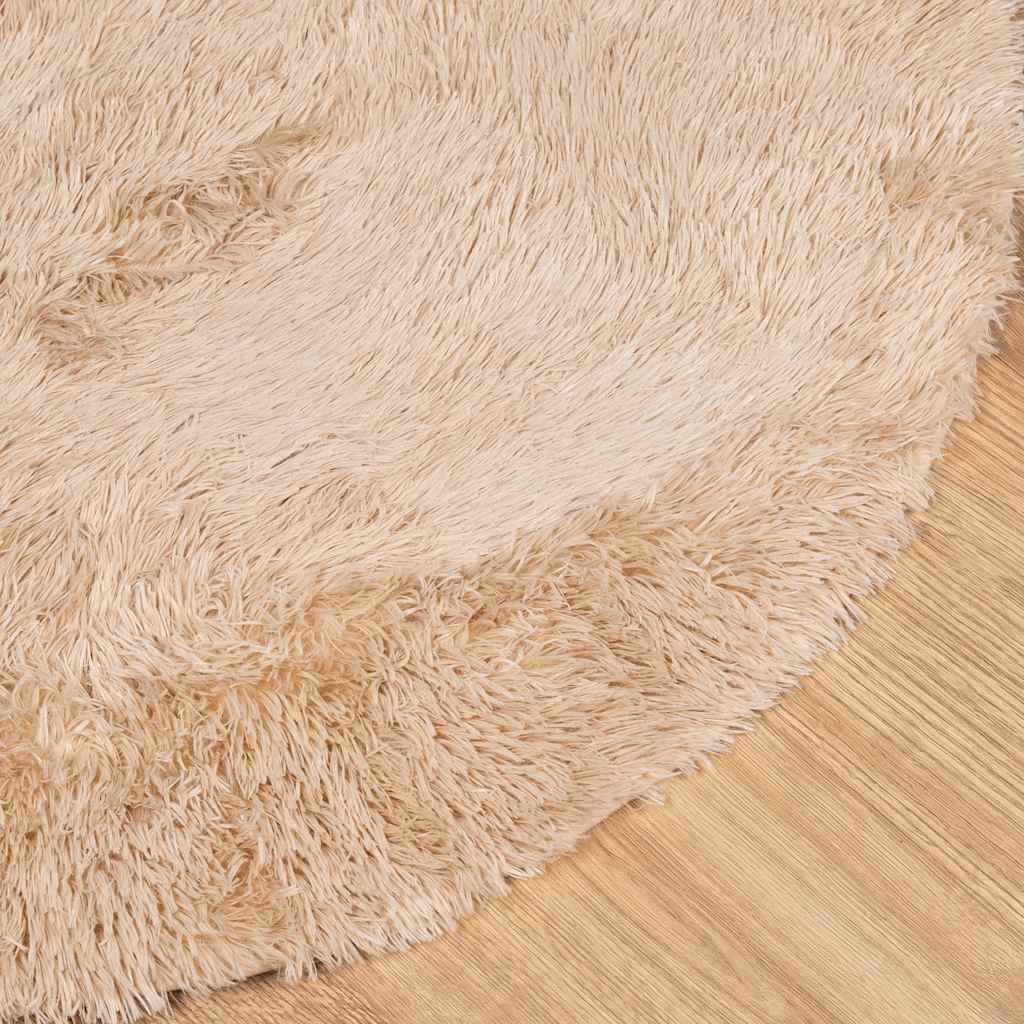 vidaXL Shaggy Rug High Pile NAVARRA Beige 120x120 cm Polyester