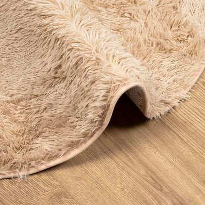 vidaXL Shaggy Rug High Pile NAVARRA Beige 120x120 cm Polyester