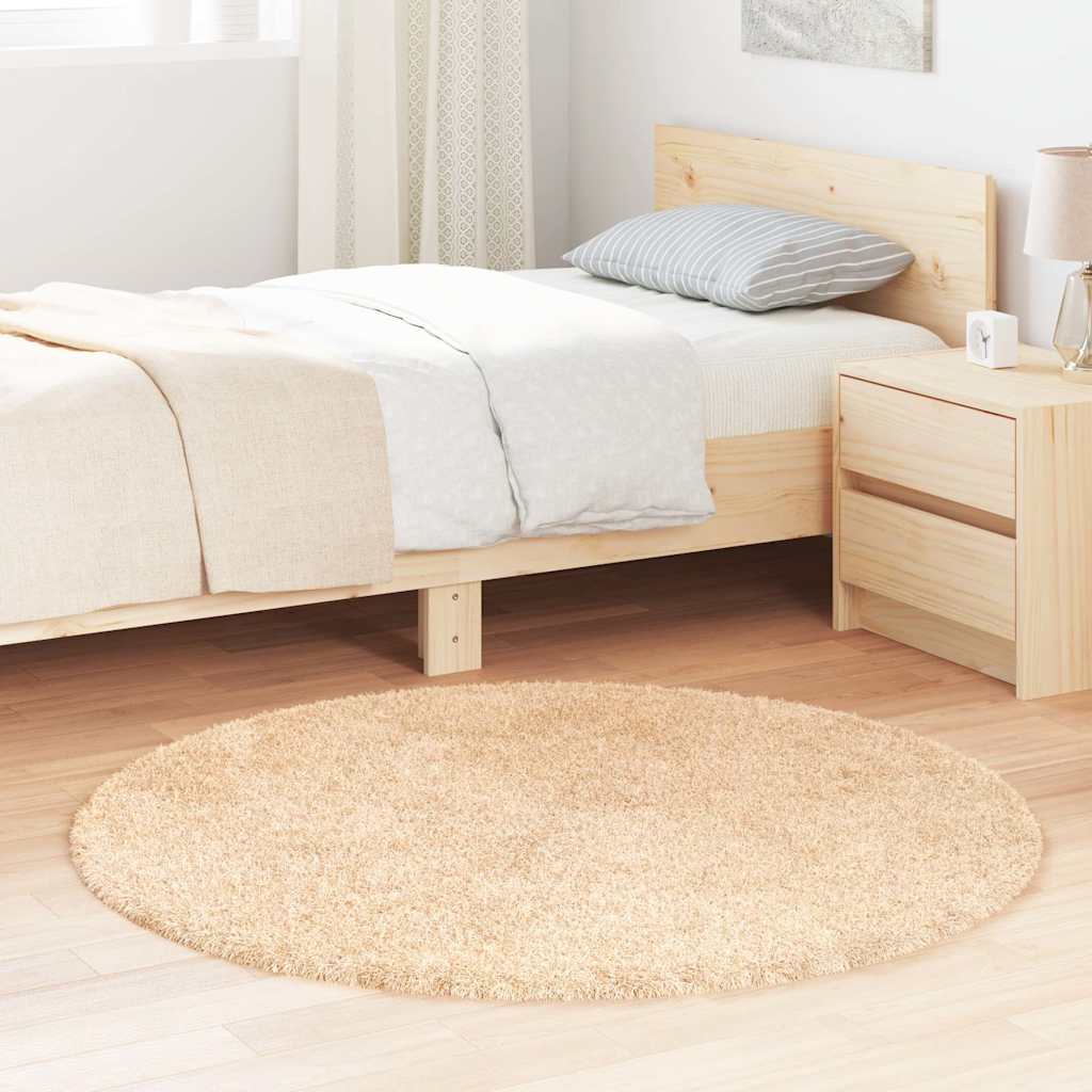 vidaXL Shaggy Rug High Pile NAVARRA Beige 120x120 cm Polyester