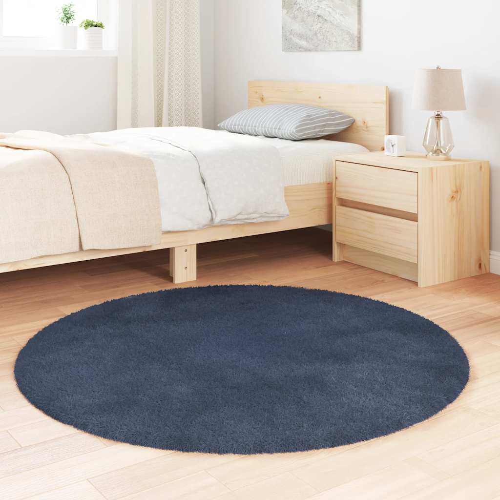 vidaXL Shaggy Rug High Pile NAVARRA Navy 120x120 cm Polyester