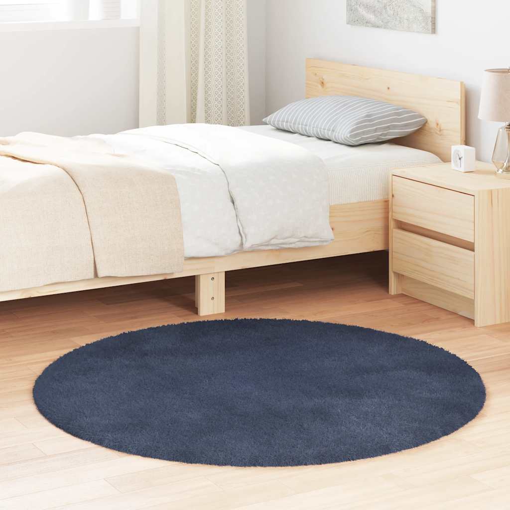 vidaXL Shaggy Rug High Pile NAVARRA Navy 120x120 cm Polyester