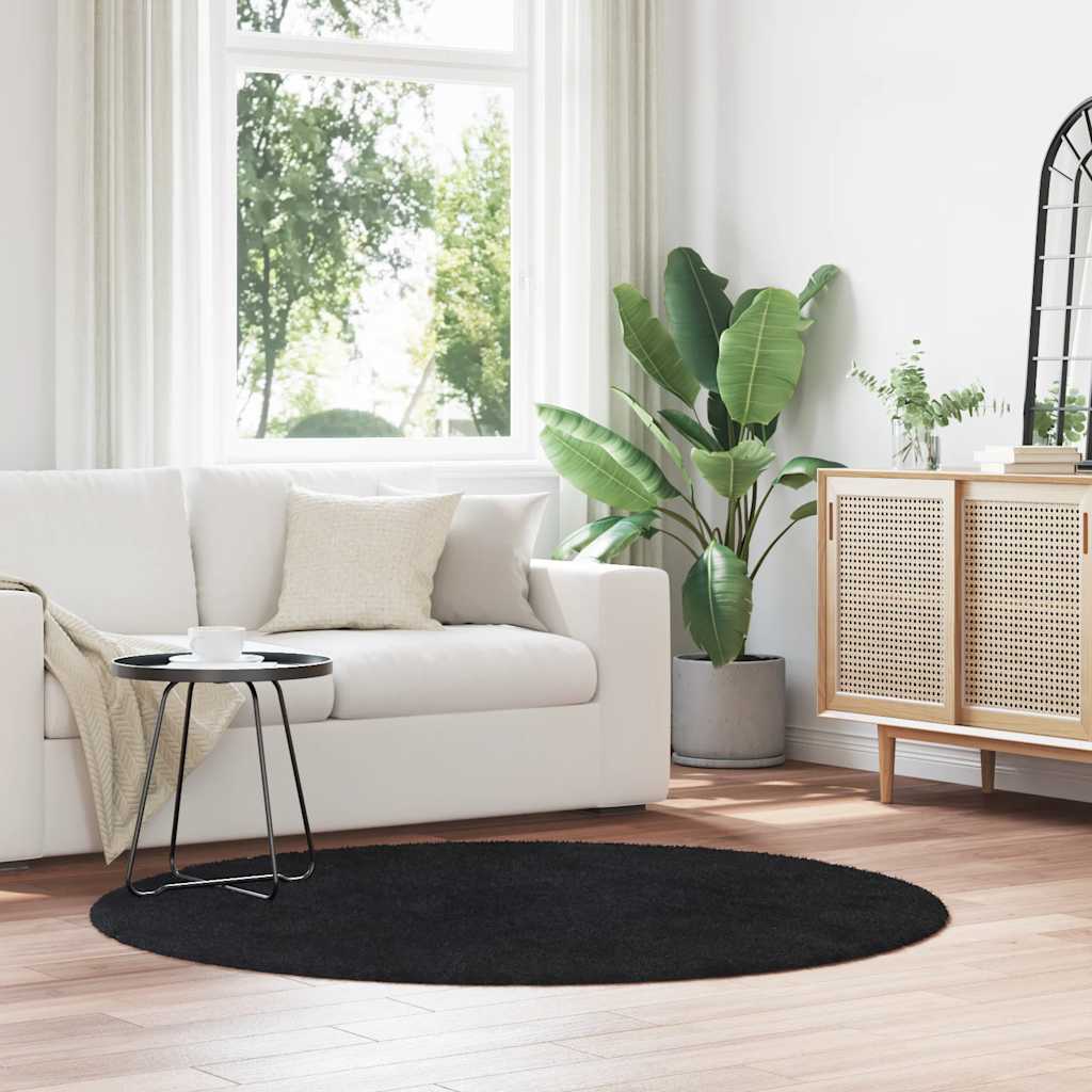 vidaXL Shaggy Rug High Pile NAVARRA Black 160x160 cm Polyester