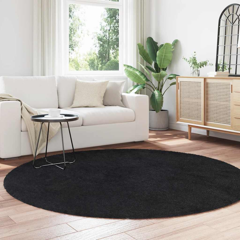 vidaXL Shaggy Rug High Pile NAVARRA Black 200x200 cm Polyester