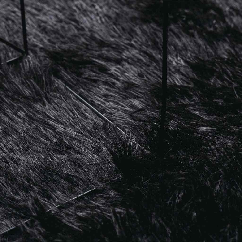 vidaXL Shaggy Rug High Pile NAVARRA Black 240x240 cm Polyester