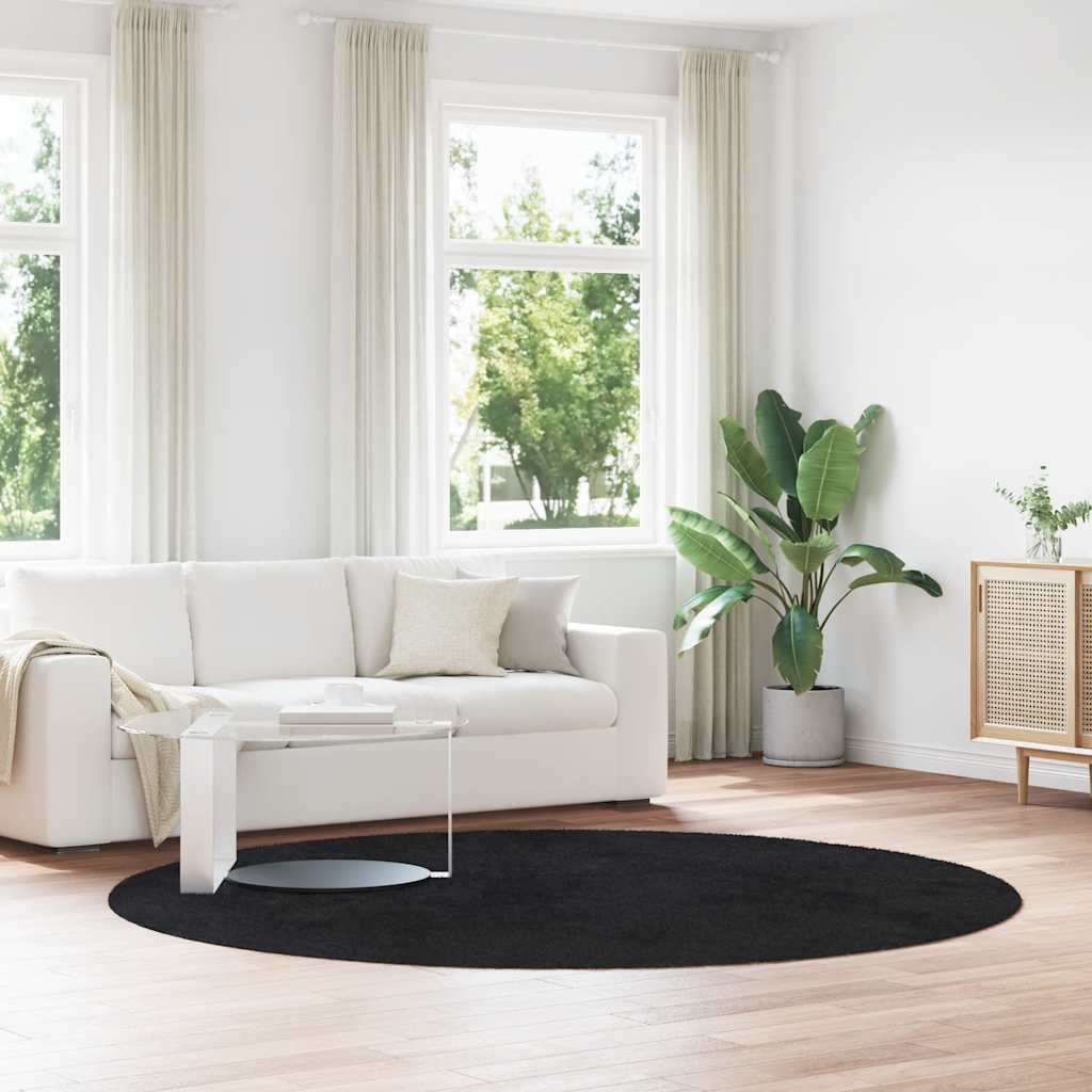 vidaXL Shaggy Rug High Pile NAVARRA Black 240x240 cm Polyester
