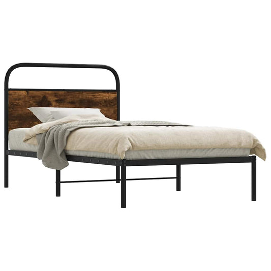 vidaXL Bed Frame Without Mattress 90x190 cm Single Smoked Oak Engineered Wood