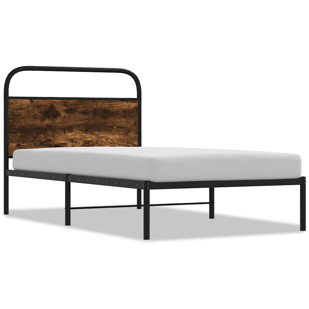 vidaXL Bed Frame Without Mattress 107x203 cm Smoked Oak Engineered Wood