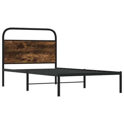 vidaXL Bed Frame Without Mattress 107x203 cm Smoked Oak Engineered Wood