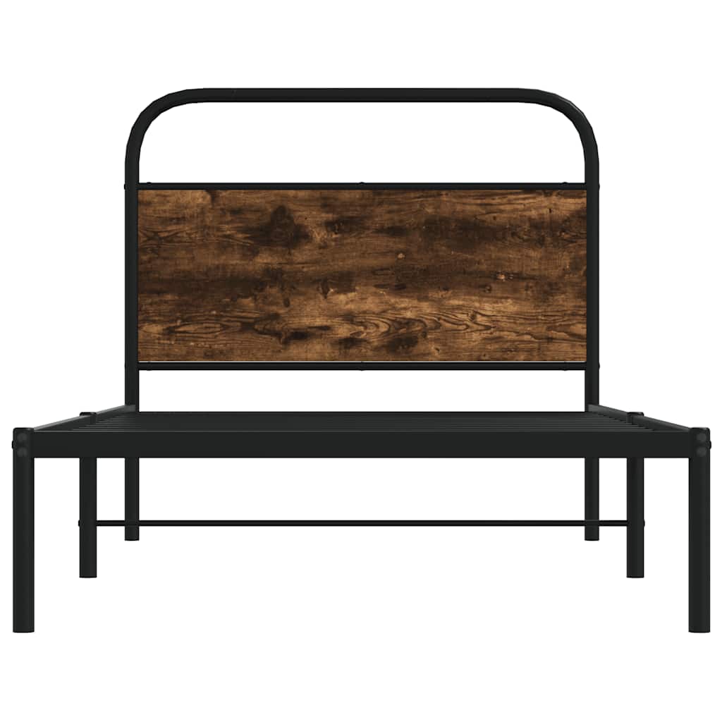 vidaXL Bed Frame Without Mattress 107x203 cm Smoked Oak Engineered Wood