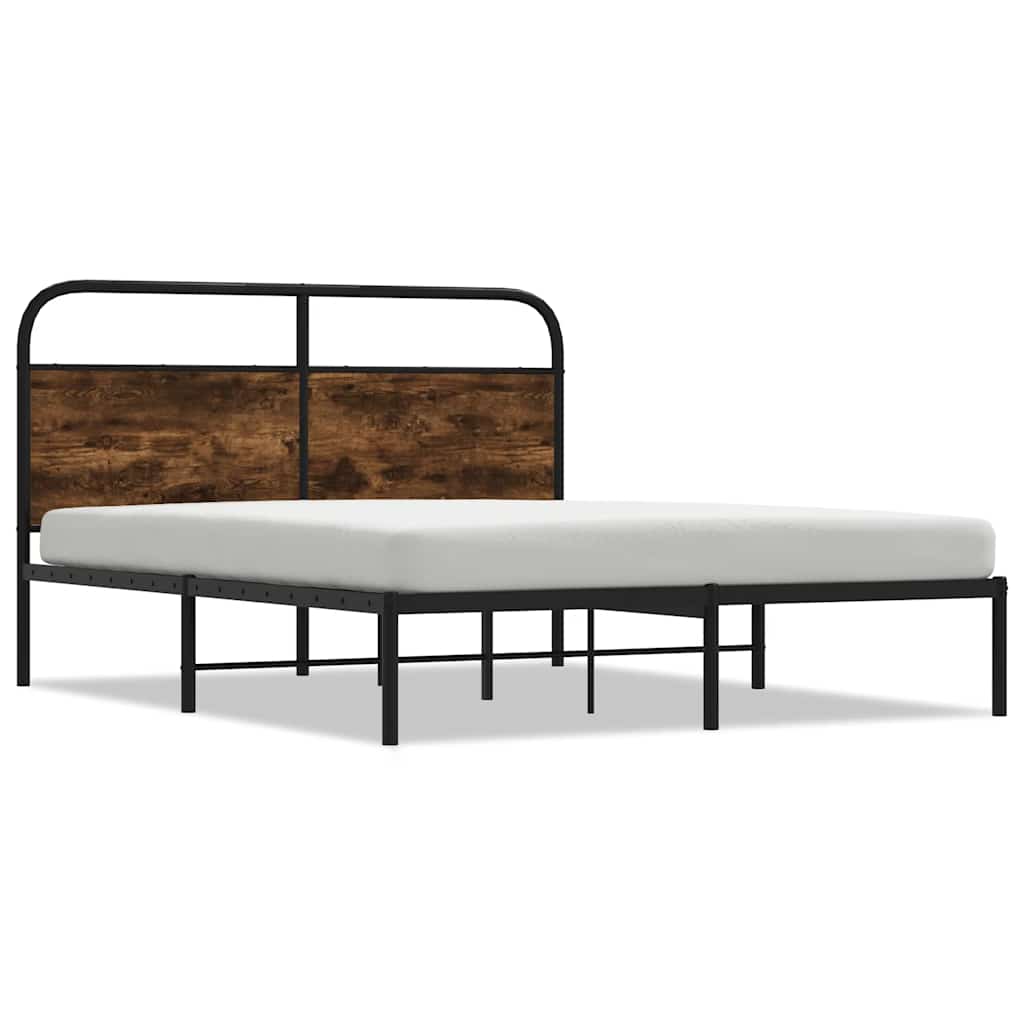 vidaXL Bed Frame Without Mattress 120x190 cm Small Double Smoked Oak Engineered Wood
