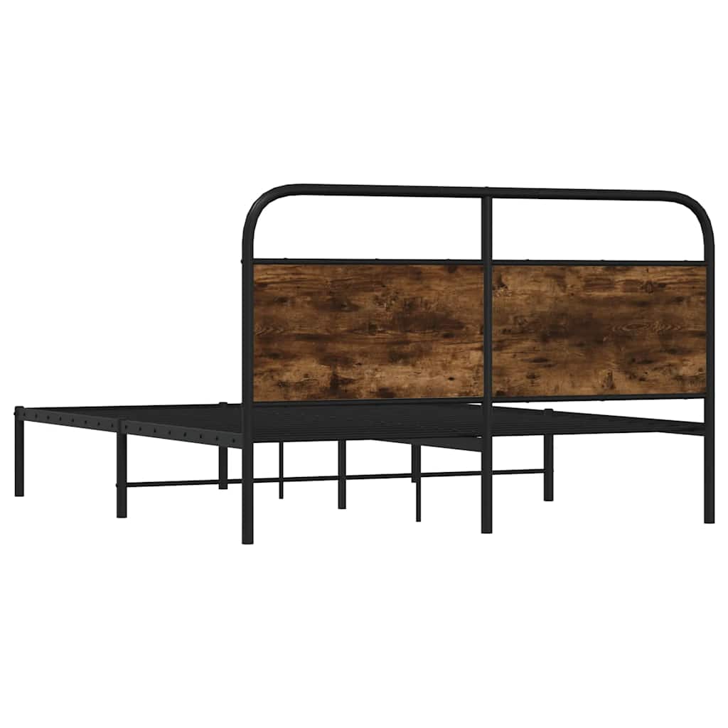 vidaXL Bed Frame Without Mattress 120x190 cm Small Double Smoked Oak Engineered Wood