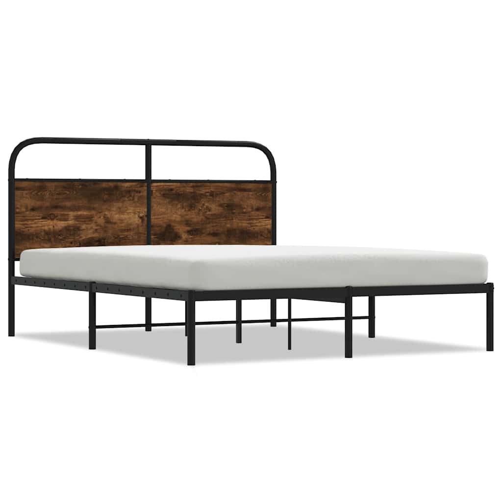 vidaXL Bed Frame Without Mattress 120x200 cm Smoked Oak Engineered Wood