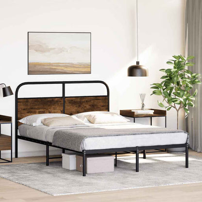 vidaXL Bed Frame Without Mattress 120x200 cm Smoked Oak Engineered Wood