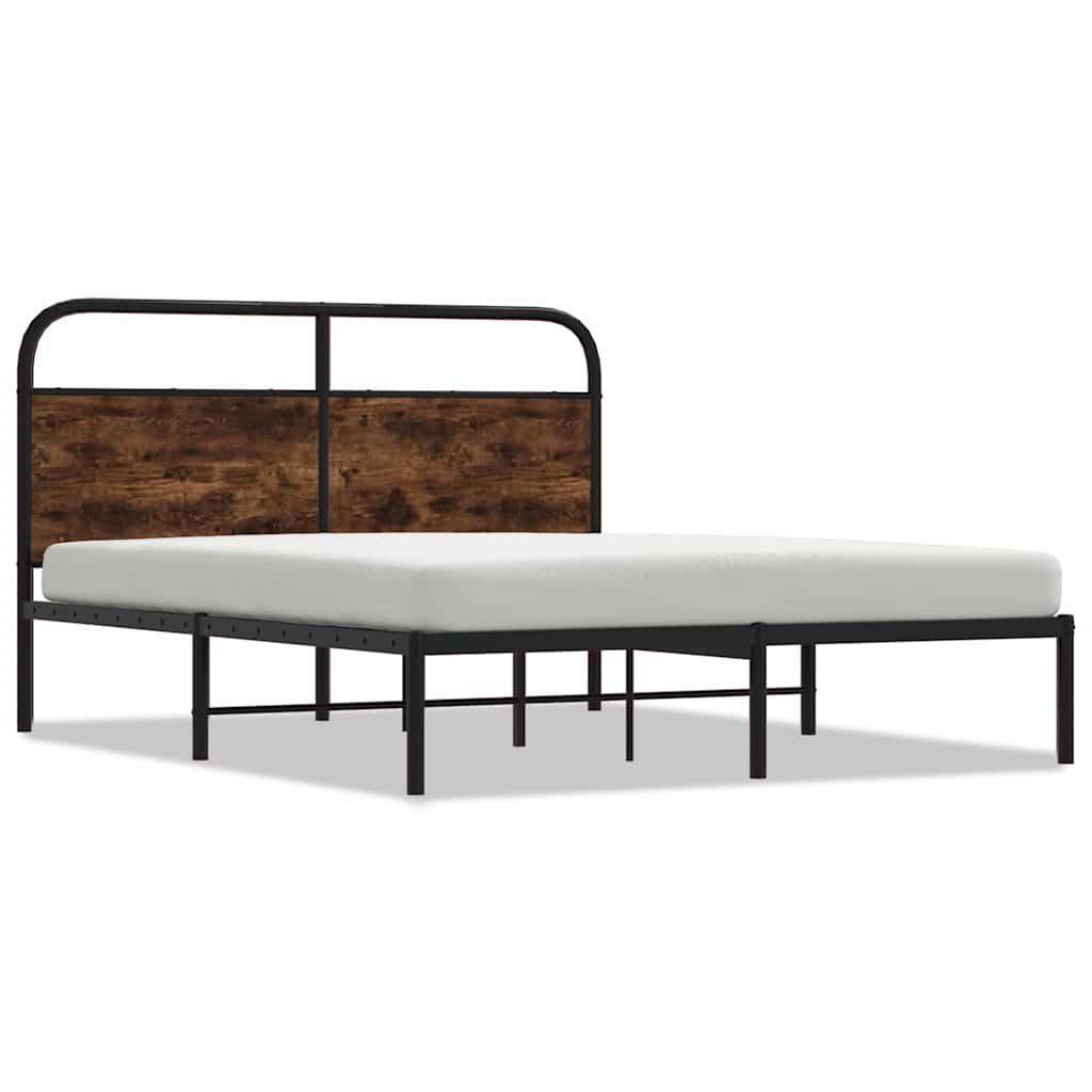 vidaXL Bed Frame Without Mattress 150x200 cm King Size Smoked Oak Engineered Wood