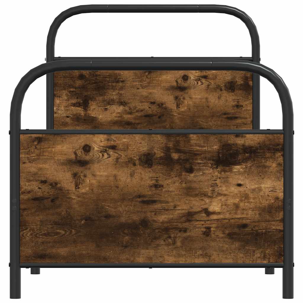 vidaXL Bed Frame Without Mattress 75x190 cm Small Single Smoked Oak Engineered Wood