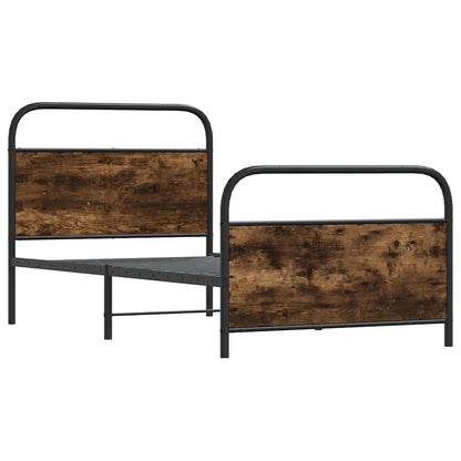 vidaXL Bed Frame Without Mattress 90x190 cm Single Smoked Oak Engineered Wood