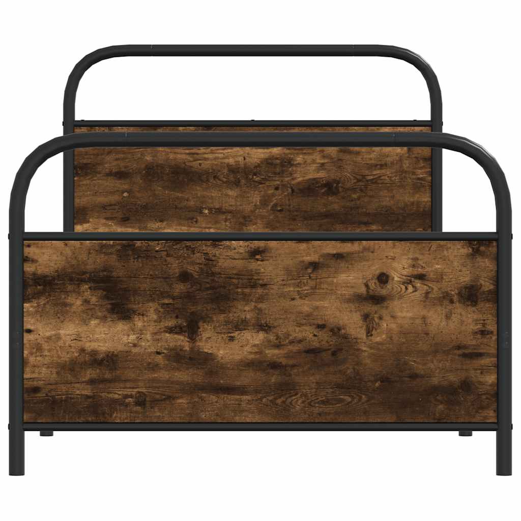 vidaXL Bed Frame Without Mattress 90x190 cm Single Smoked Oak Engineered Wood