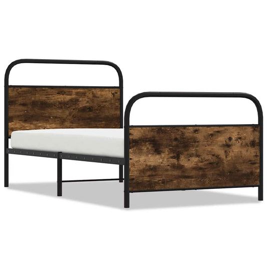vidaXL Bed Frame Without Mattress 90x200 cm Smoked Oak Engineered Wood