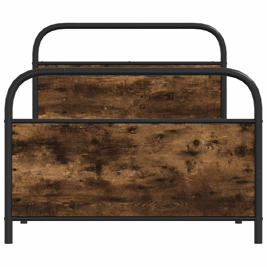 vidaXL Bed Frame Without Mattress 90x200 cm Smoked Oak Engineered Wood