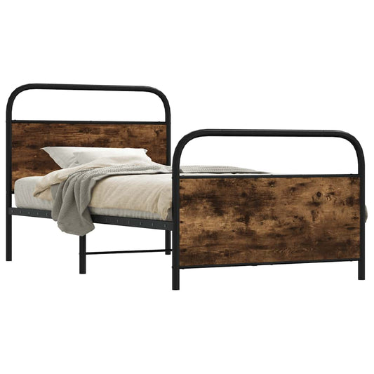 vidaXL Bed Frame Without Mattress 90x200 cm Smoked Oak Engineered Wood