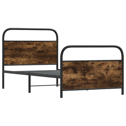 vidaXL Bed Frame Without Mattress 100x190 cm Smoked Oak Engineered Wood