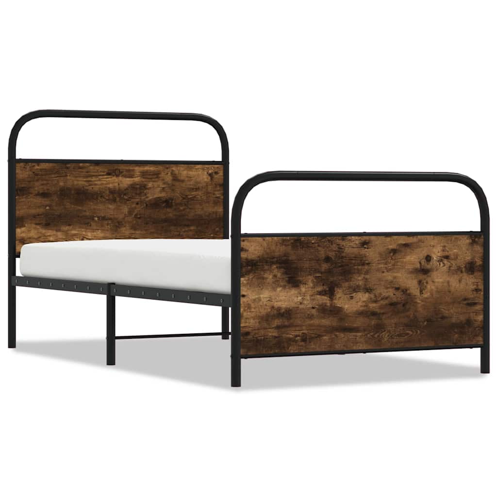vidaXL Bed Frame Without Mattress 100x200 cm Smoked Oak Engineered Wood