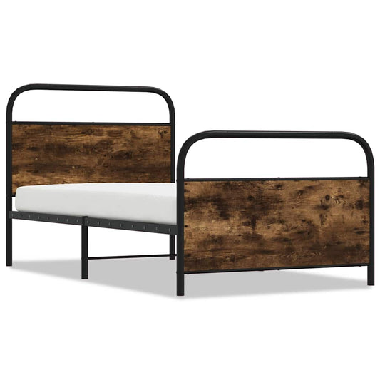 vidaXL Bed Frame Without Mattress 100x200 cm Smoked Oak Engineered Wood