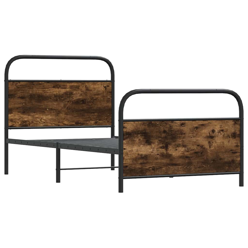 vidaXL Bed Frame Without Mattress 107x203 cm Smoked Oak Engineered Wood