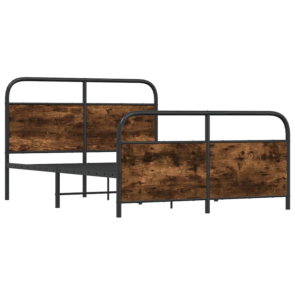 vidaXL Bed Frame Without Mattress 120x190 cm Small Double Smoked Oak Engineered Wood