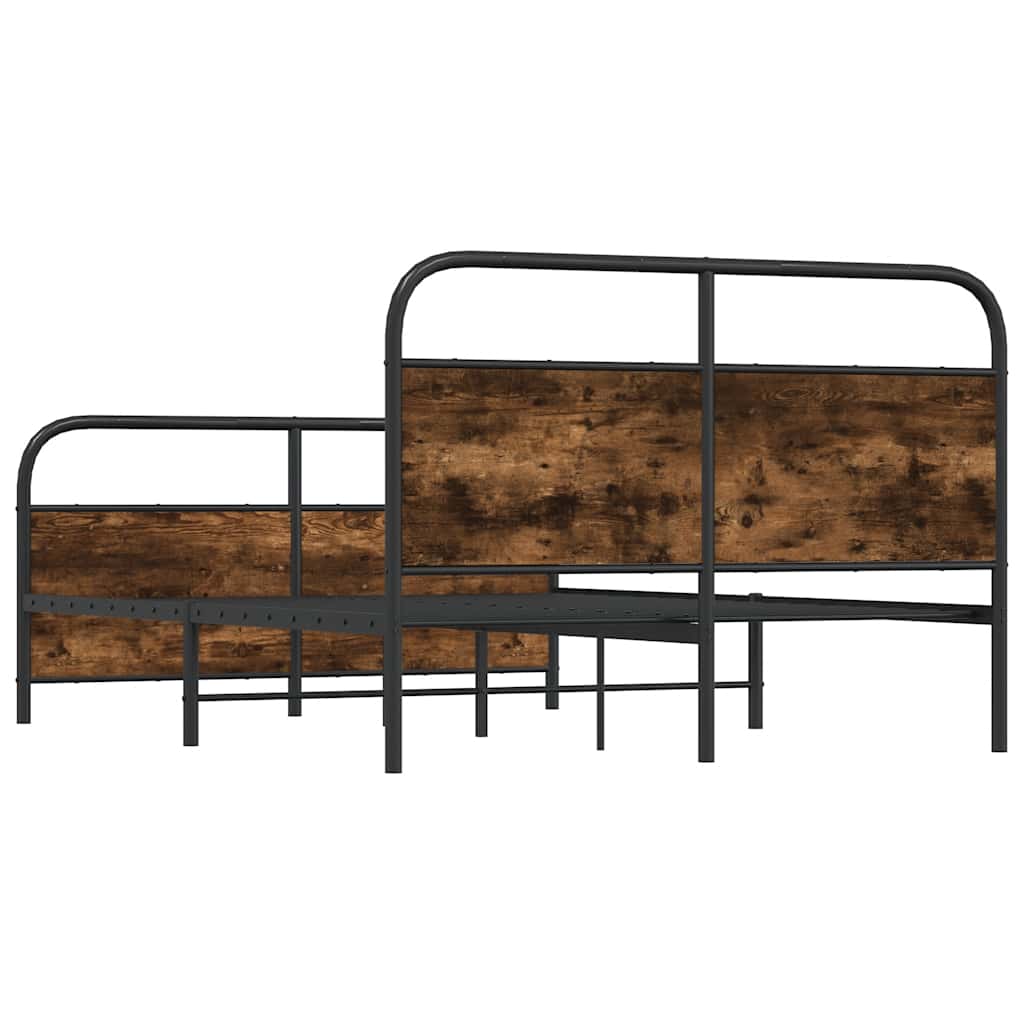 vidaXL Bed Frame Without Mattress 120x190 cm Small Double Smoked Oak Engineered Wood