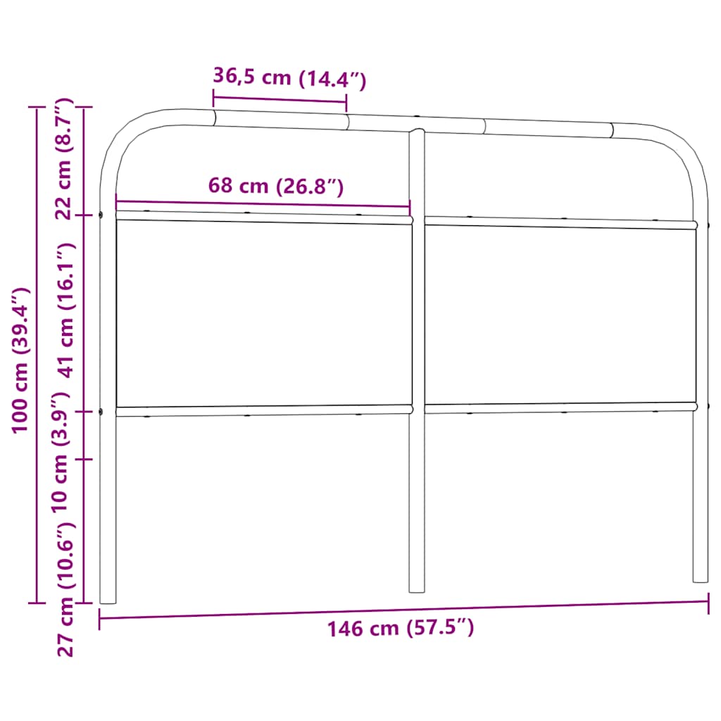 vidaXL Replace Headboard Smoked Oak 140 cm Steel and Engineered Wood