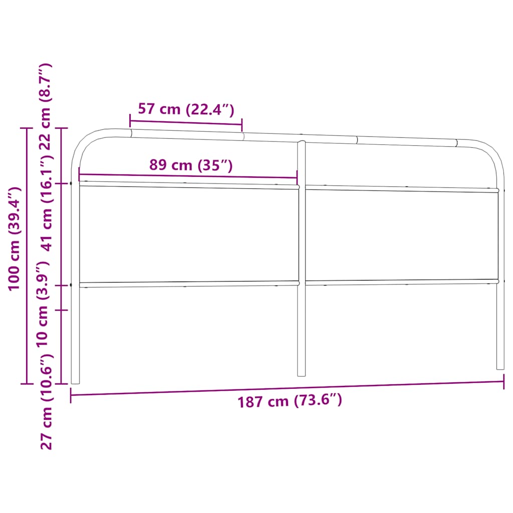 vidaXL Replace Headboard Smoked Oak 180 cm Steel and Engineered Wood