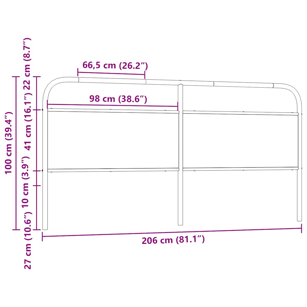 vidaXL Replace Headboard Smoked Oak 200 cm Steel and Engineered Wood