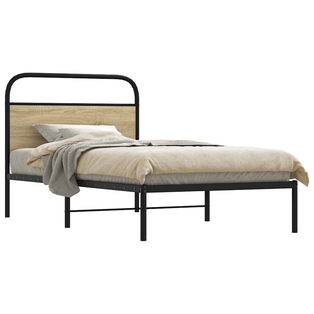 vidaXL Bed Frame Without Mattress 100x190 cm Sonoma Oak Engineered Wood