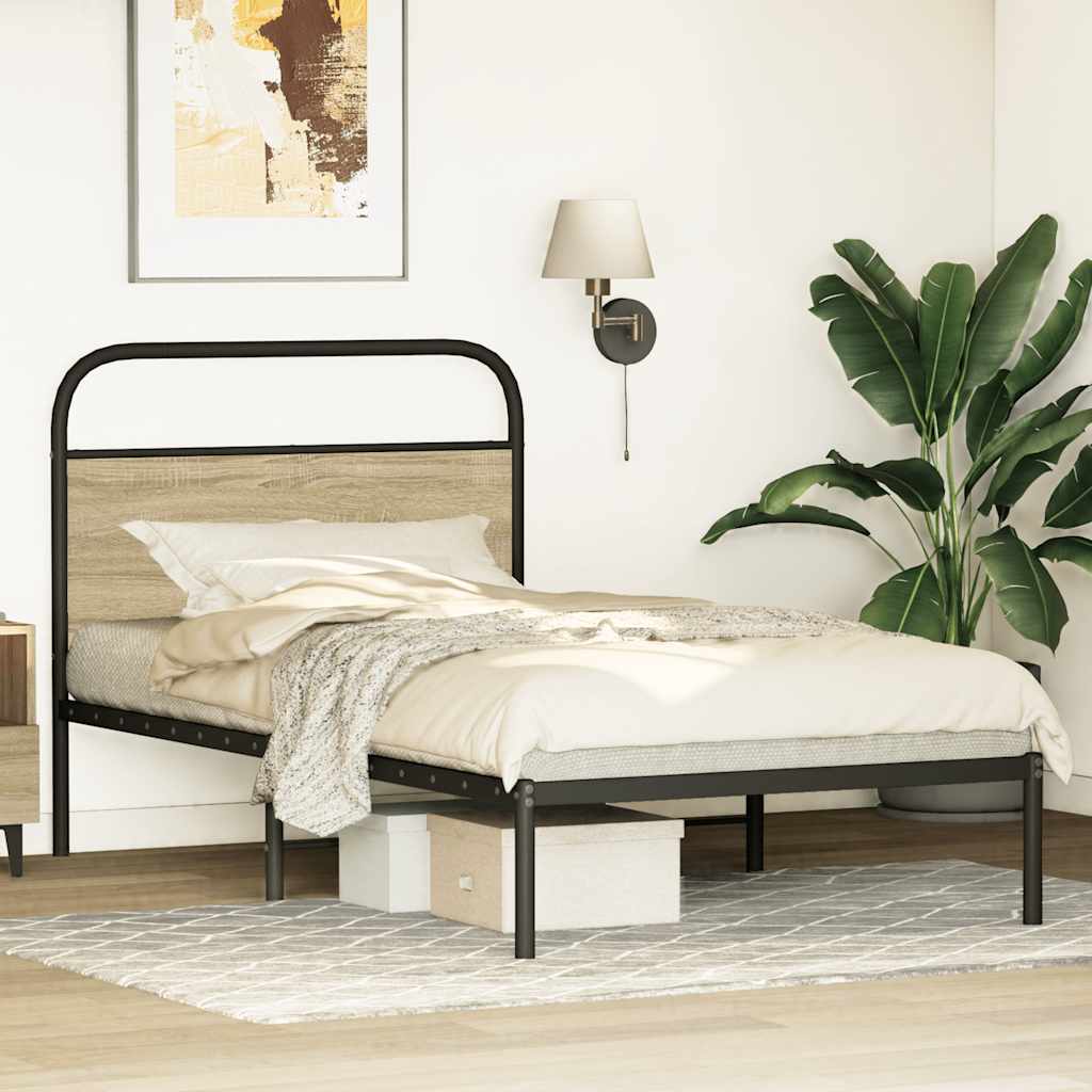 vidaXL Bed Frame Without Mattress 107x203 cm Sonoma Oak Engineered Wood