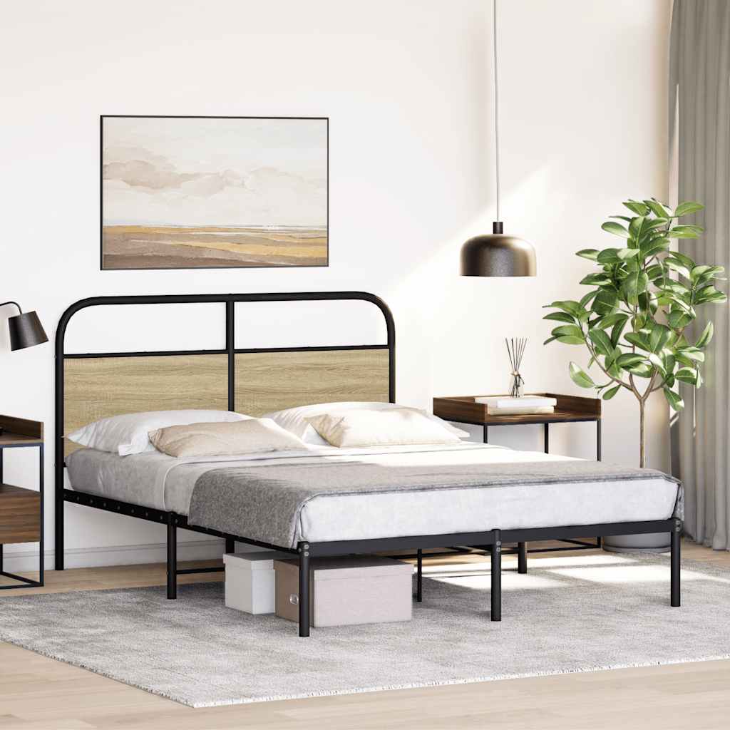 vidaXL Bed Frame Without Mattress 120x190 cm Small Double Sonoma Oak Engineered Wood