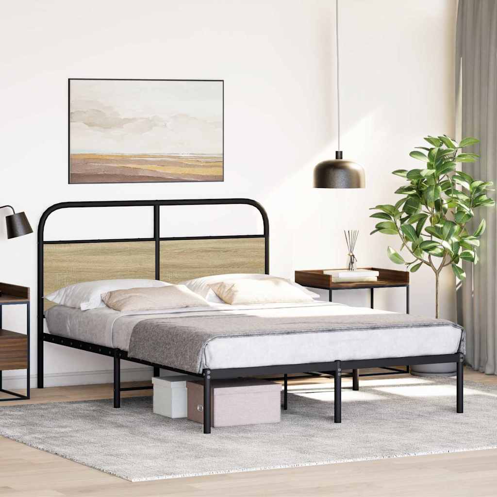 vidaXL Bed Frame Without Mattress 135x190 cm Double Sonoma Oak Engineered Wood