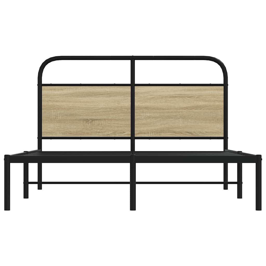 vidaXL Bed Frame Without Mattress 135x190 cm Double Sonoma Oak Engineered Wood