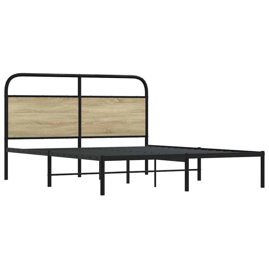 vidaXL Bed Frame Without Mattress 150x200 cm King Size Sonoma Oak Engineered Wood