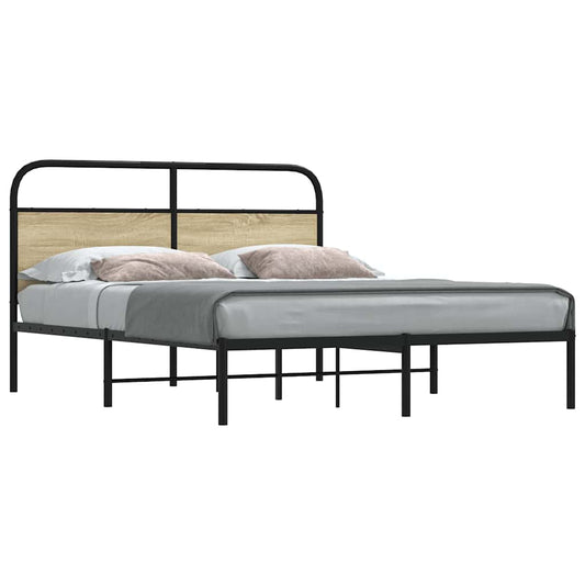 vidaXL Bed Frame Without Mattress 150x200 cm King Size Sonoma Oak Engineered Wood