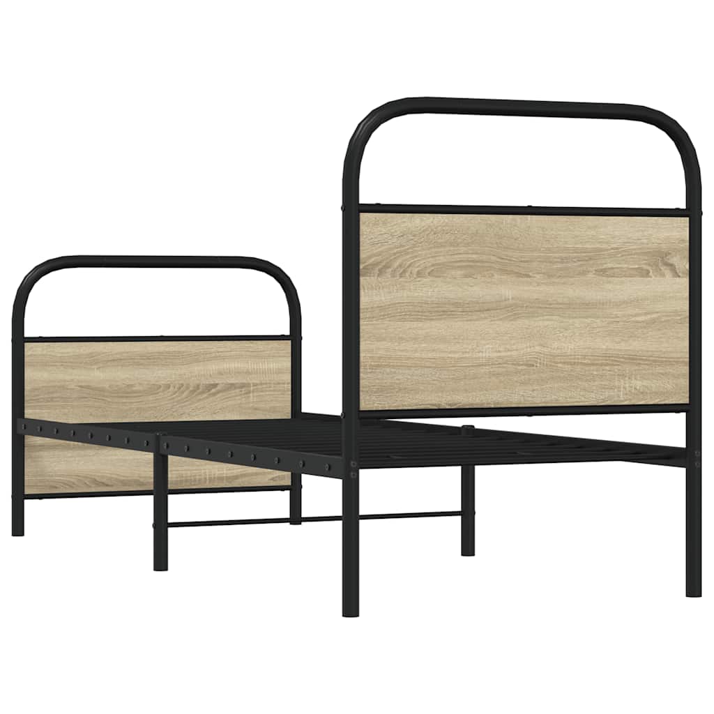 vidaXL Bed Frame Without Mattress 75x190 cm Small Single Sonoma Oak Engineered Wood