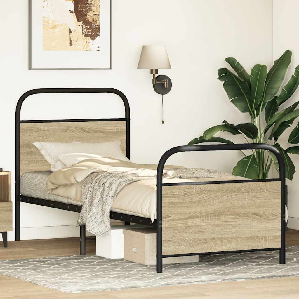 vidaXL Bed Frame Without Mattress 80x200 cm Sonoma Oak Engineered Wood
