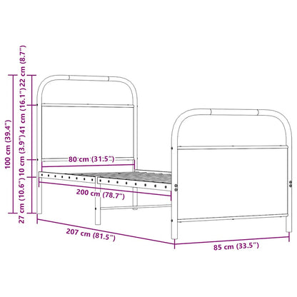 vidaXL Bed Frame Without Mattress 80x200 cm Sonoma Oak Engineered Wood