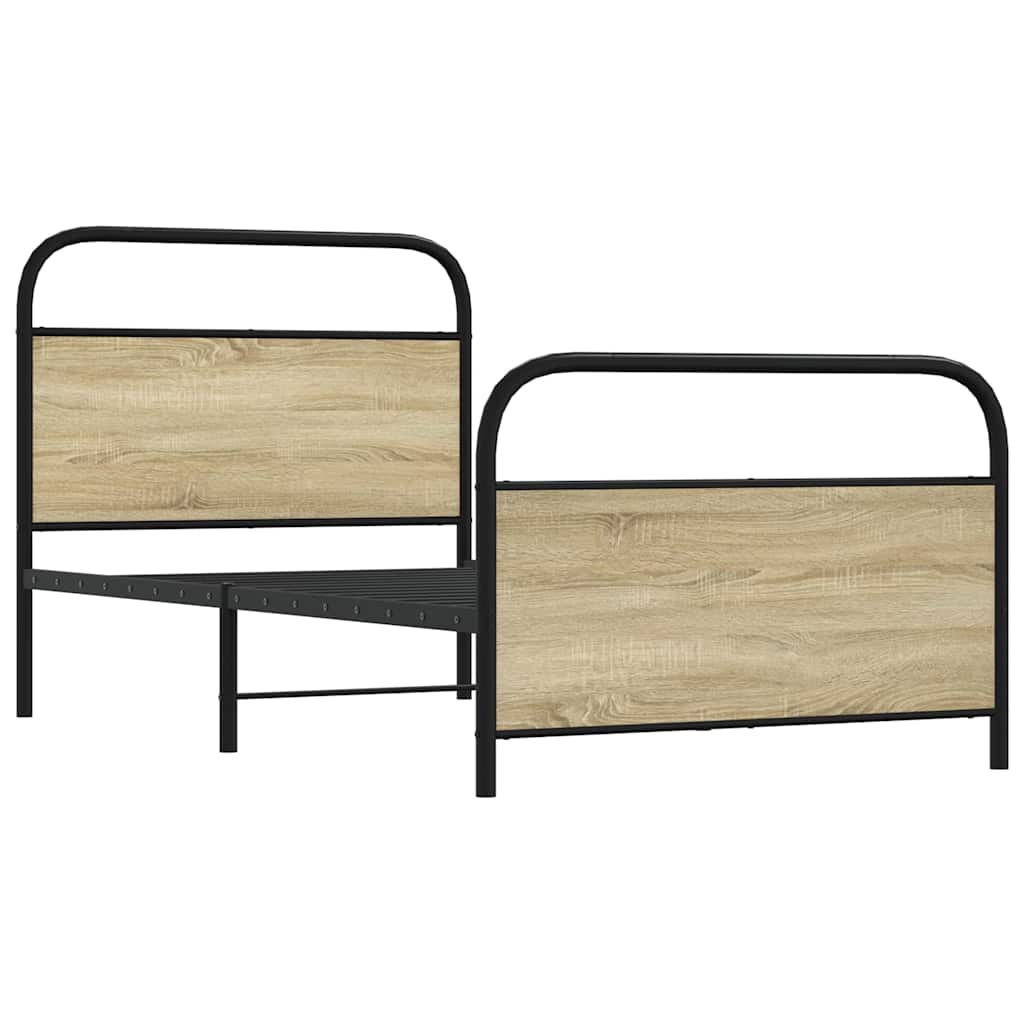 vidaXL Bed Frame Without Mattress 100x190 cm Sonoma Oak Engineered Wood