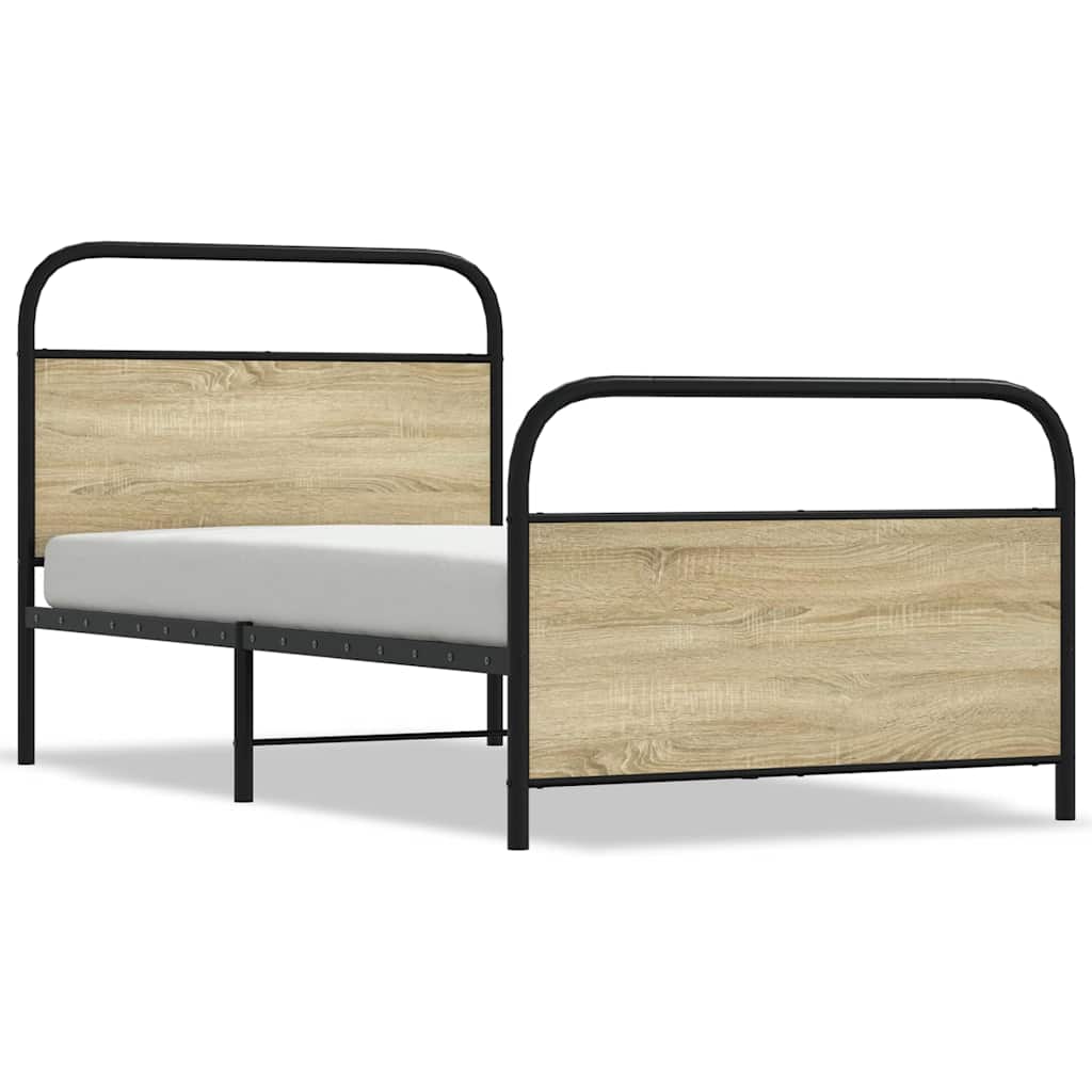 vidaXL Bed Frame Without Mattress 107x203 cm Sonoma Oak Engineered Wood