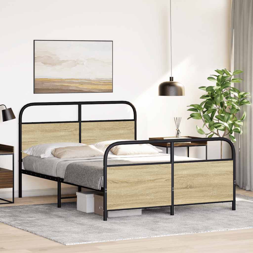 vidaXL Bed Frame Without Mattress 120x190 cm Small Double Sonoma Oak Engineered Wood