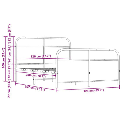vidaXL Bed Frame Without Mattress 120x200 cm Sonoma Oak Engineered Wood