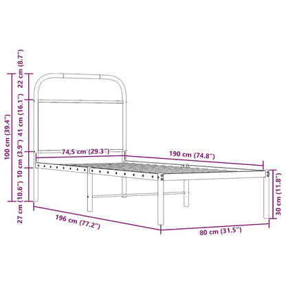 vidaXL Replace Headboard Sonoma Oak 75 cm Steel and Engineered Wood
