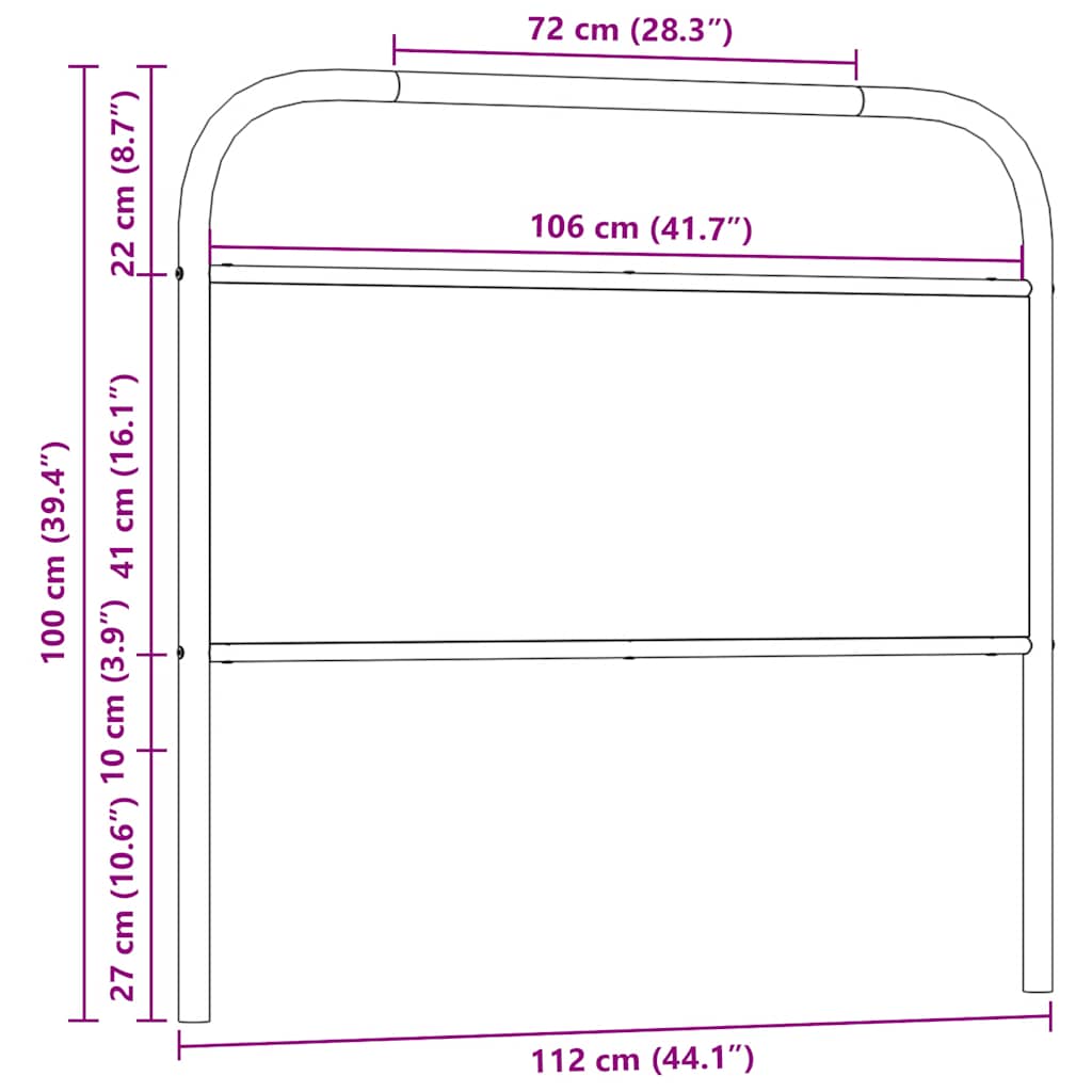 vidaXL Replace Headboard Sonoma Oak 107 cm Steel and Engineered Wood