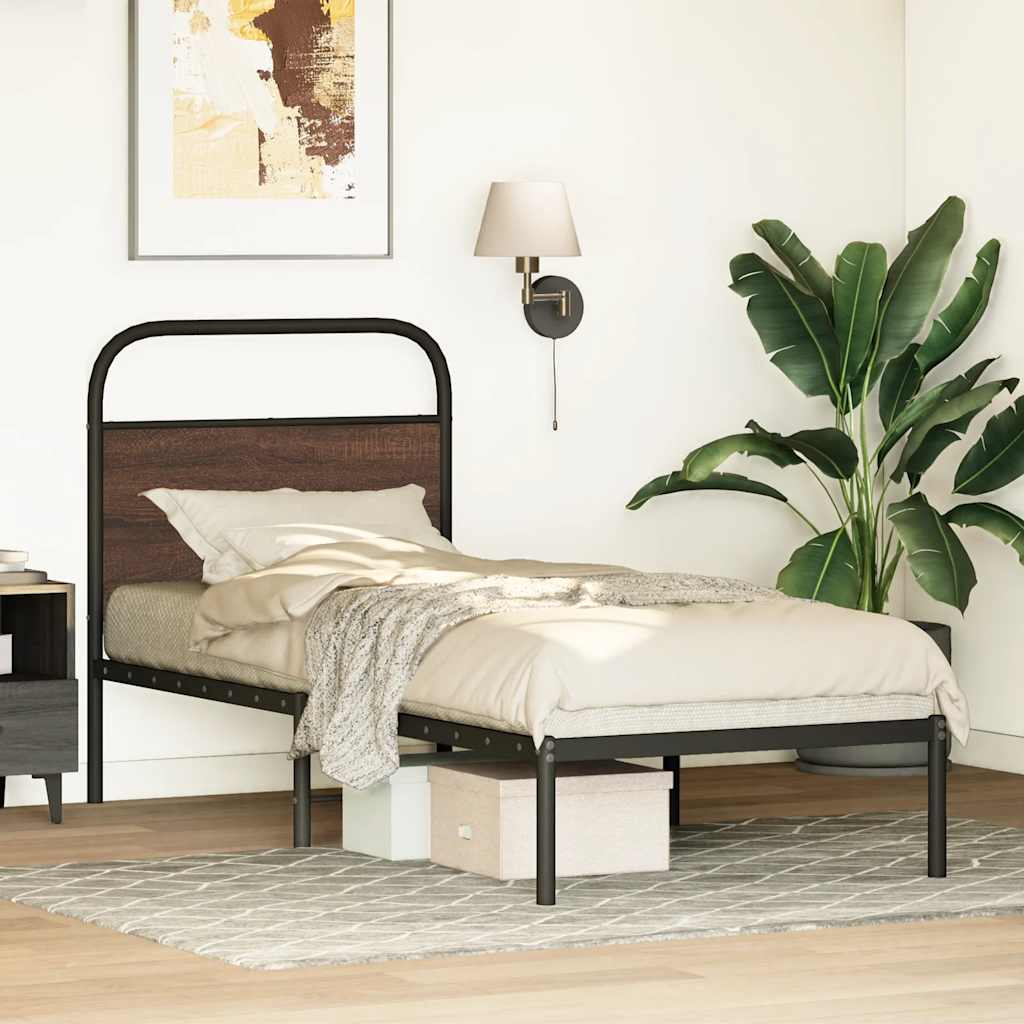 vidaXL Bed Frame Without Mattress 80x200 cm Brown Oak Engineered Wood